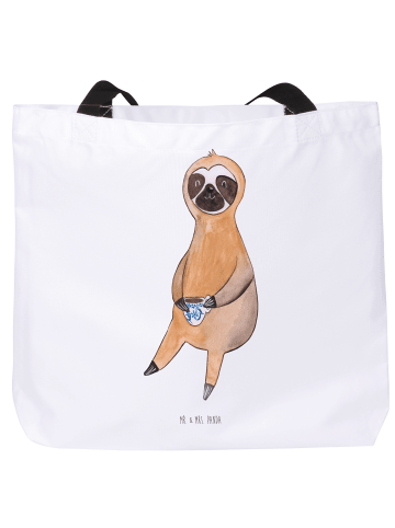 Mr. & Mrs. Panda Stoffbeutel Faultier Kaffee ohne Spruch in Weiß