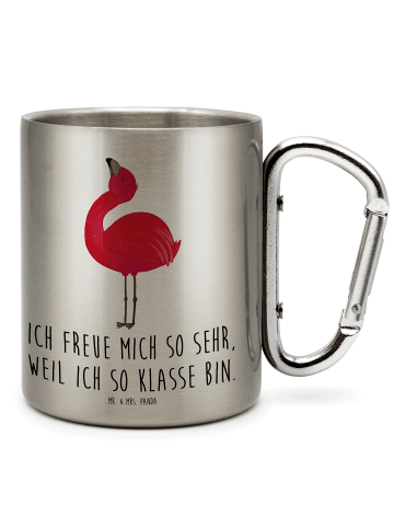 Mr. & Mrs. Panda Tasse Flamingo Stolz mit Spruch in Silber