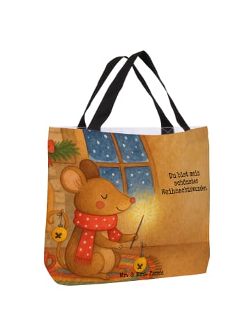 Mr. & Mrs. Panda Shopper Maus Weihnachten Design mit Spruch in Weiß