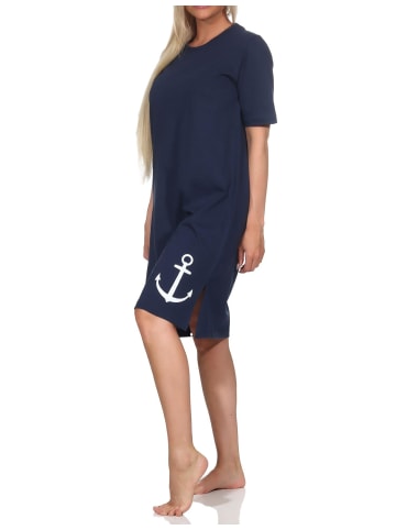 NORMANN Kurzarm Nachthemd Maritimer Look in marine