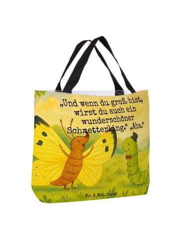 Mr. & Mrs. Panda Reisetasche Raupe Schmetterling Design mit Spruch in Weiß