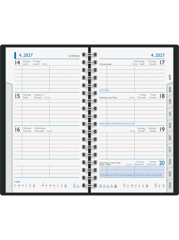 BRUNNEN Taschenkalender 756 1 Woche/2 Seiten 8,7x15,3cm Leder schwarz 2027