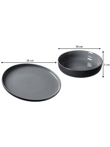 Ritzenhoff & Breker 16er Set Tafelservice Jasper schwarz-grau in schwarz-grau