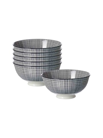 6er Set Servierschalen Takeo Stripes in Schwarz-Weiß ø 12 cm