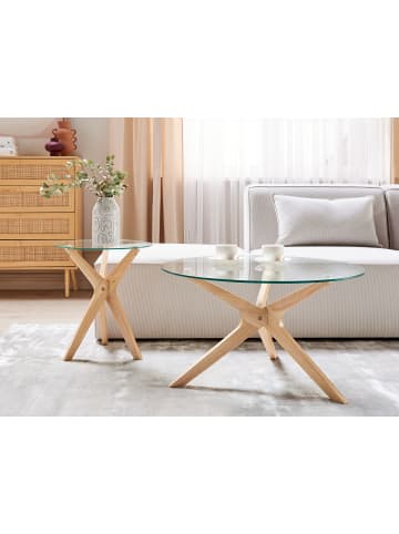 Beliani 2er-Set Couchtisch VALLEY in Transparent/Braun