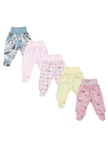 TupTam Baby Hose mit Fuß 5er Pack in rosa/gelb