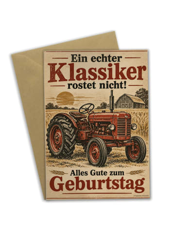 Mr. & Mrs. Panda Geburtstagskarte Traktor rot Design mit Spruch in Weiß