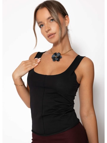 SASSYCLASSY Top mit Ziernaht in Schwarz