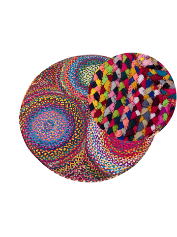 Beliani Kurzflor LADIK in Bunt/Rot - (W) 140 x (H) 1.2 x (L) 140 cm