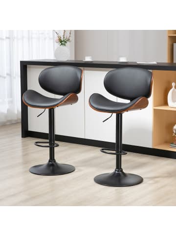 HOMCOM Barhocker-53L x 52B x 92-112H cm-Schwarz