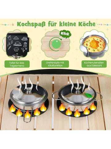 COSTWAY Matschküche Kinder Outdoor in Hellbraun