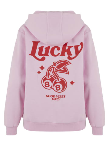 Mister Tee Mister Tee Lucky Cherry Ladies Fluffy Hoody in softpink