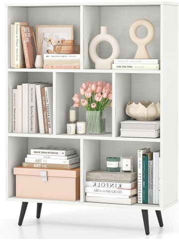 COSTWAY Bücherregal mit Fächern in Weiß