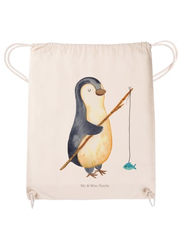 Mr. & Mrs. Panda Jutebeutel Pinguin Angler ohne Spruch in Creme