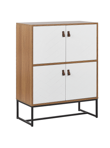 Beliani Sideboard NUEVA in Weiß/Braun/Schwarz - (W) 76 x (H) 100 x (L) 39 cm
