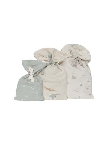 leevje Musselin Geschenksäcke 3er Set 'dinosaur' in multicolored