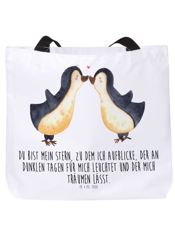 Mr. & Mrs. Panda Strandtasche Pinguin Liebe mit Spruch in Weiß