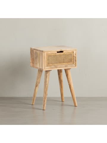 KADIMA DESIGN Nachtkonsole Massivholz / Rattan 40x60x30 cm Nachttisch Braun