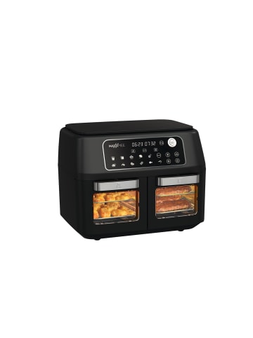 MAXXMEE Heißluft-Fritteuse Doppelkammer 11l 2400W schwarz mit Glastüren Schwarz