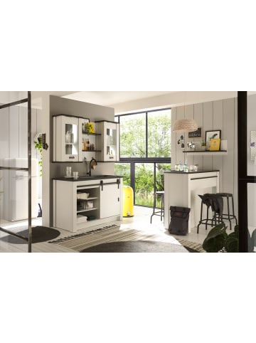 Furn.Design Küchen-Set weiß Pinie, anthrazit Landhaus, Küchenschrank Set 6-teilig mit Theke