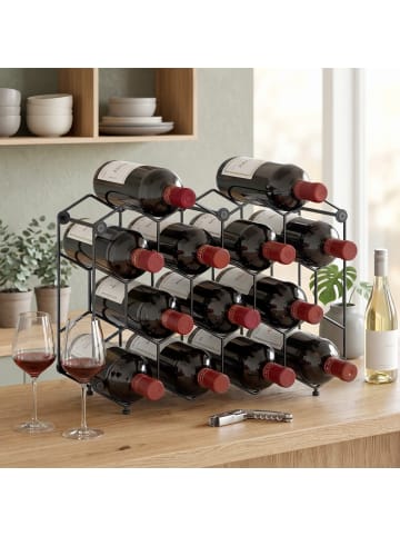 HOMCOM Weinregal-43L x 15,5B x 31H cm-Schwarz