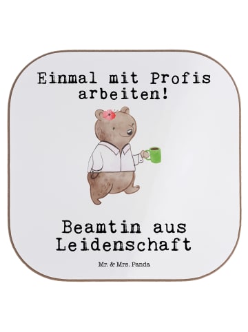 Mr. & Mrs. Panda Holzuntersetzer Beamtin Leidenschaft mit Spruch in Weiß