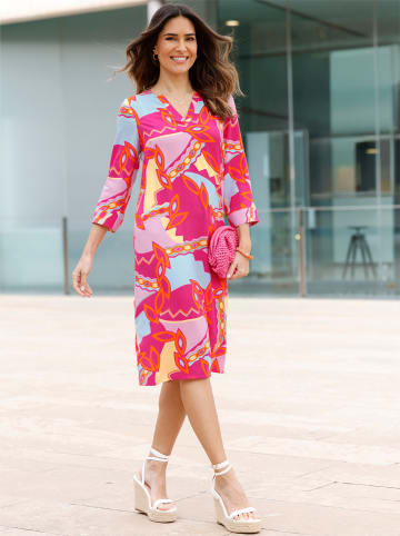 Sieh an! Druckkleid in fuchsia-zitrone-bedruckt