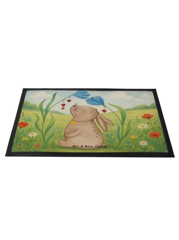 Mr. & Mrs. Panda Schmutzfangmatte Hase Blume Design ohne Spruch in Weiß