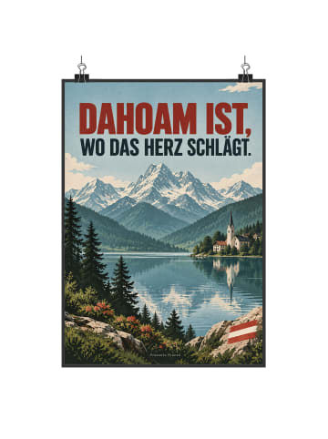 Wandbild Berg zeitlos Design mit Spruch in Weiß