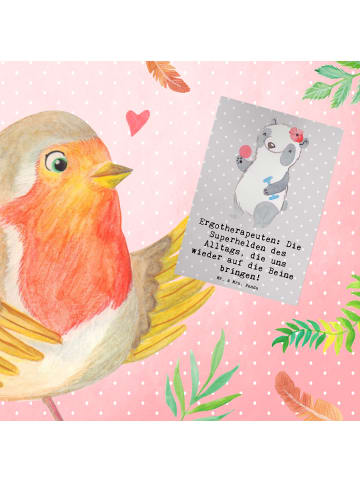 Mr. & Mrs. Panda Glückwunschkarte Ergotherapeutin Superhelden mi... in Grau Pastell