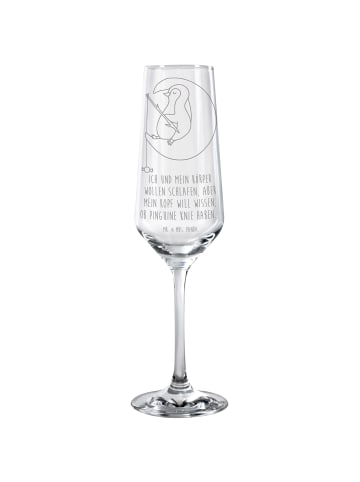 Mr. & Mrs. Panda Sektglas Pinguin Mond mit Spruch in Transparent