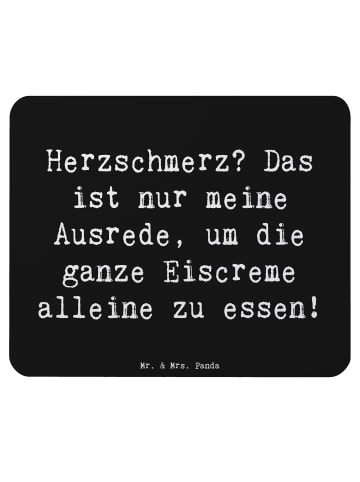 Mr. & Mrs. Panda Mauspad Spruch Herzschmerz Eiscreme mit Spruch in Schwarz