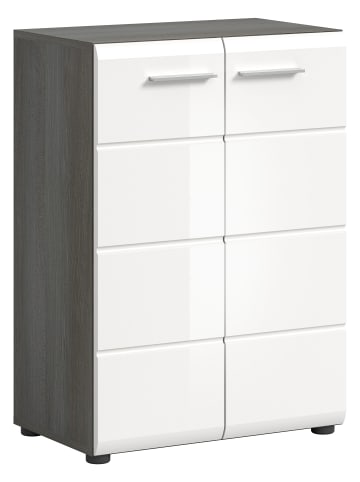 xonox.home Kommode  (B/H/T: 60x85x37 cm) in Rauchsilber und weiß hochglanz