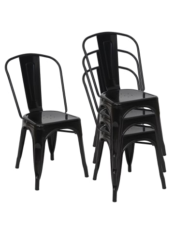 MCW 4x Stuhl A73 im Industriedesign, Schwarz