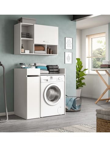Inn.Furn Waschmaschinenschrank weiß Set 3-teilig 95 cm, Waschmaschinenumbau mit Stauraum