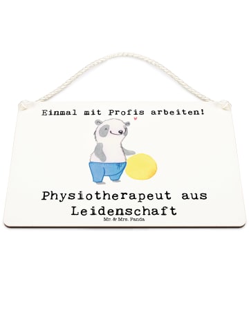 Mr. & Mrs. Panda Holzschild Physiotherapeut Leidenschaft mit Spruch in Weiß