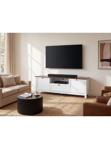 Beliani TV-Schrank PIMBA in Weiß/Braun - (W) 160 x (H) 50 x (L) 40 cm