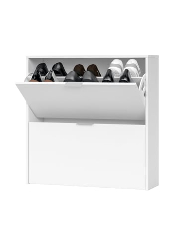 CALICOSY Schuhschrank ZAPATEROS in Weiß - (W) 75  x (H) 76  x (L) 22  cm