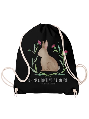 Mr. & Mrs. Panda Sportbeutel Hase Sitzen mit Spruch in Schwarz