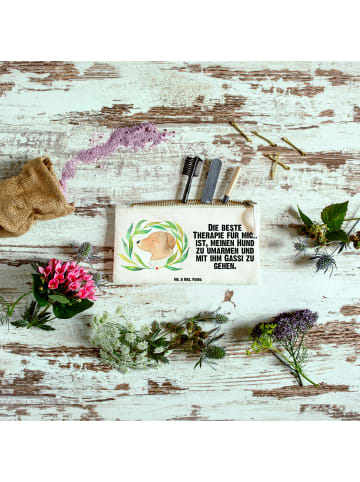 Mr. & Mrs. Panda Federtasche Hund Blumen mit Spruch in Weiß