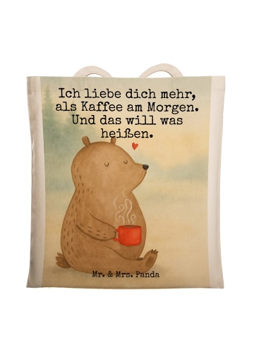 Mr. & Mrs. Panda Einkaufstasche Bär Morgenkaffee Design mit Spruch in Weiß