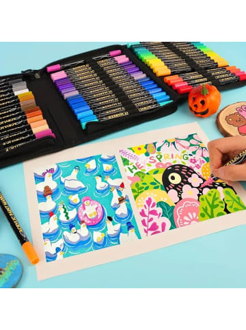 ARTNANAS 72er Acryl-Farbstift-Set mit Doppelspitze – Für Stein, Holz, Glas 