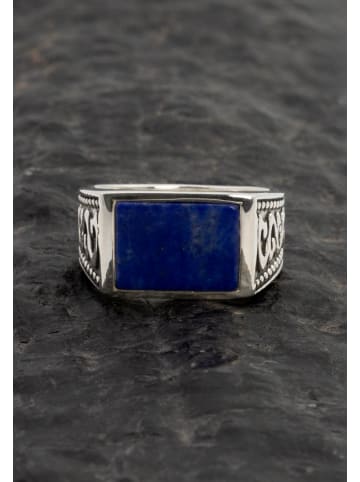 mantraroma 925er Silber - Herrenring mit Lapis Lazuli