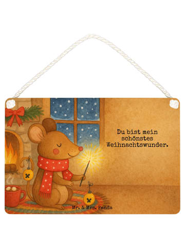 Mr. & Mrs. Panda Schild Maus Weihnachten Design mit Spruch in Weiß