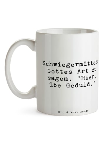 Mr. & Mrs. Panda Tasse Schwiegermutter Geduld mit Spruch in Weiß