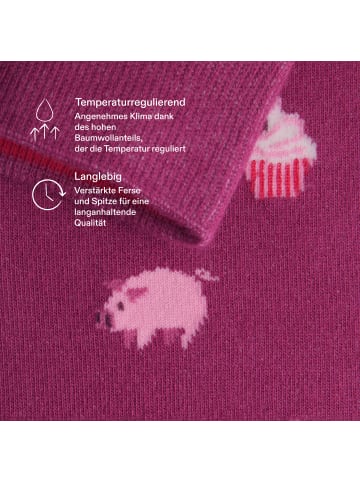 von Jungfeld Motivsocken Signature Icons in Pig Dark Pink