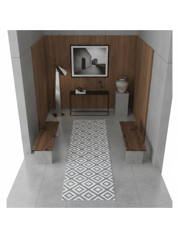 KADIMA DESIGN Teppich Kurzflor Waschbar Geometrisch INN Strapazierfähig OEKO-TEX in Grau