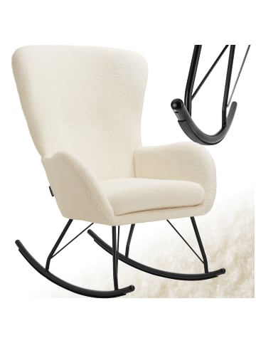 tectake Schaukelstuhl   Swing, 70 x 93 x 100 cm, Belastbarkeit 120 kg, creme/schwarz