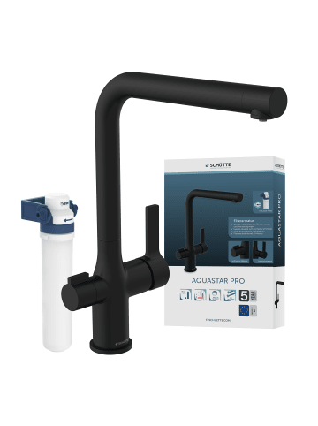 Franz Joseph Schütte AQUASTAR PRO Trinkwasser-Spültischarmatur, Schwarz matt, mit Filtersystem