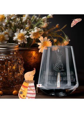 Mr. & Mrs. Panda Gravur Teelicht Giraffe Zufrieden mit Spruch in Transparent